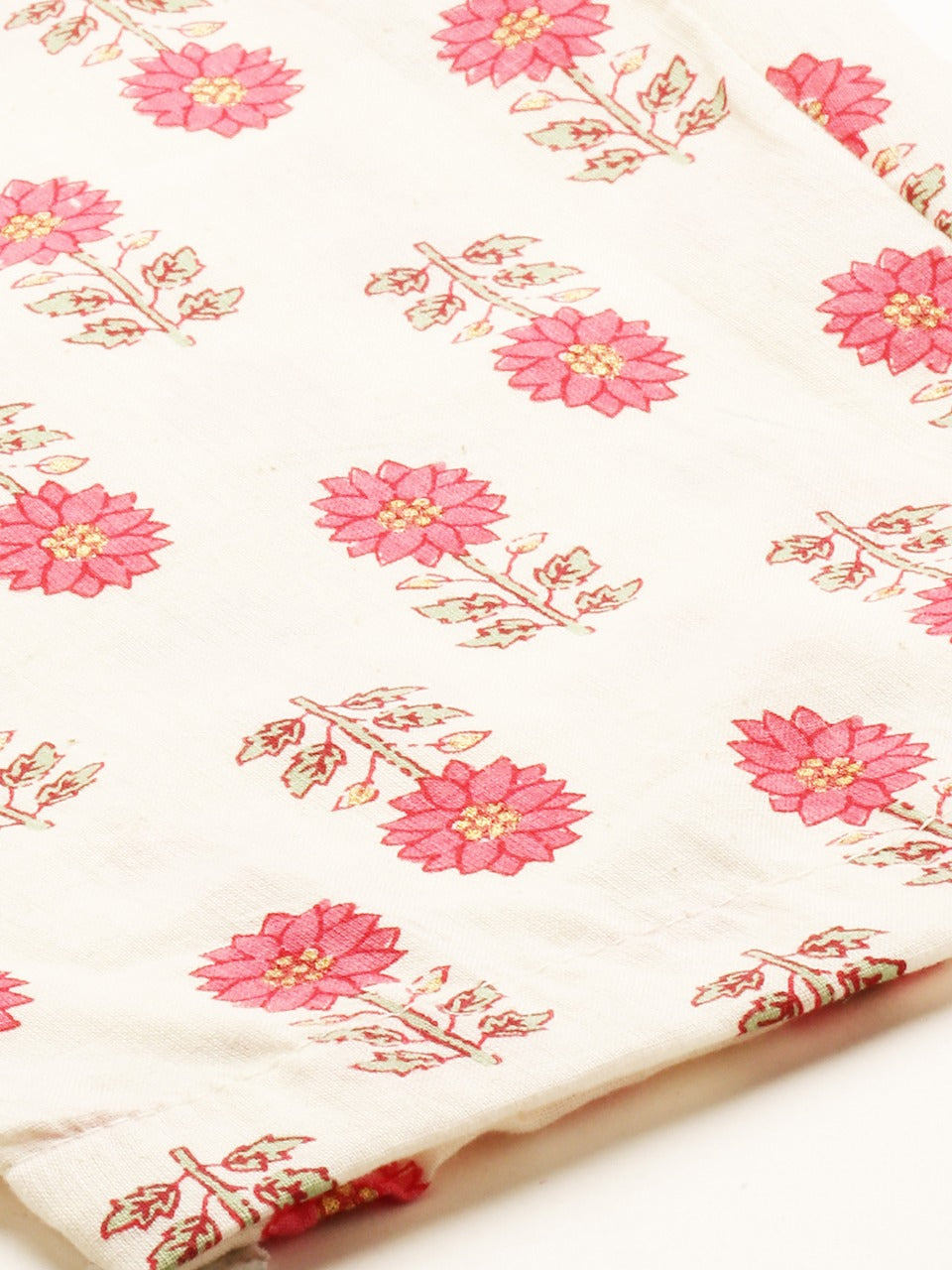 Ethnic Printed & Zari Embroidered Kurta With Block Printed Pant - Pink
