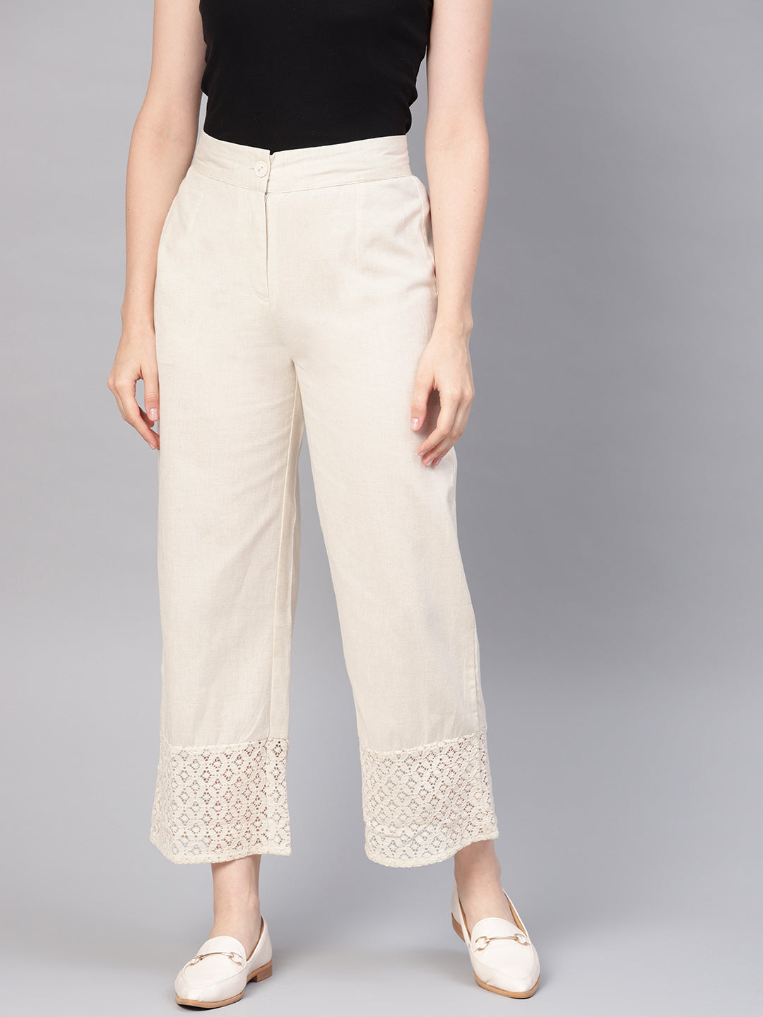 Natural Cotton Flex Embellished Hakoba Pants