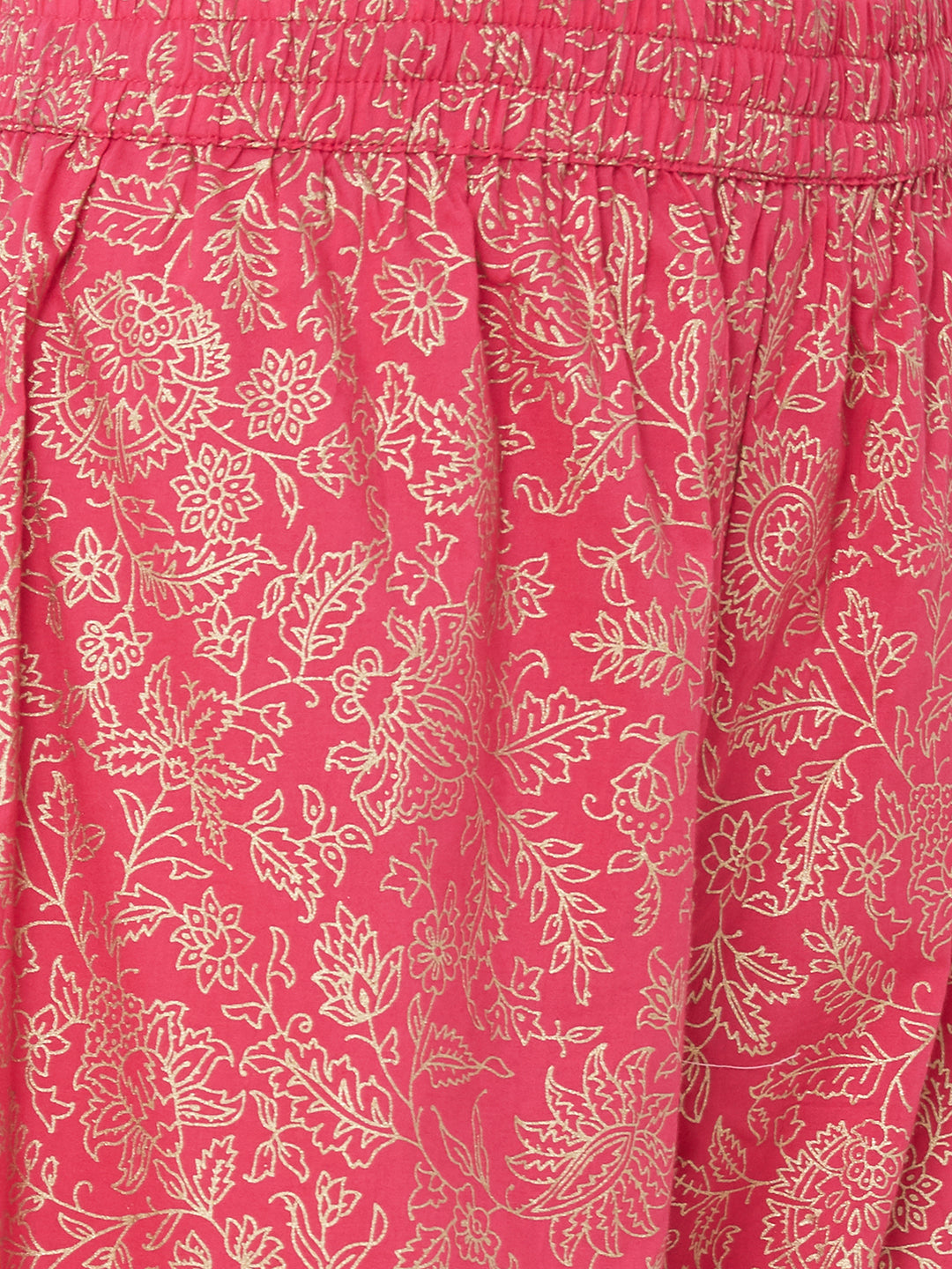 Minimal Foil Printed Kurta with Dense Floral Foil Printed Palazzo - Pink