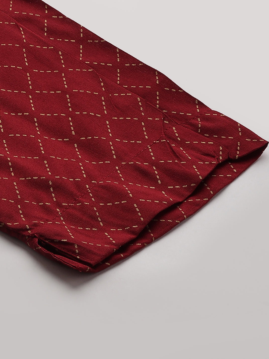 Ethnic Foil Printed Kurta with Lattice Foil Printed Pant - Maroon