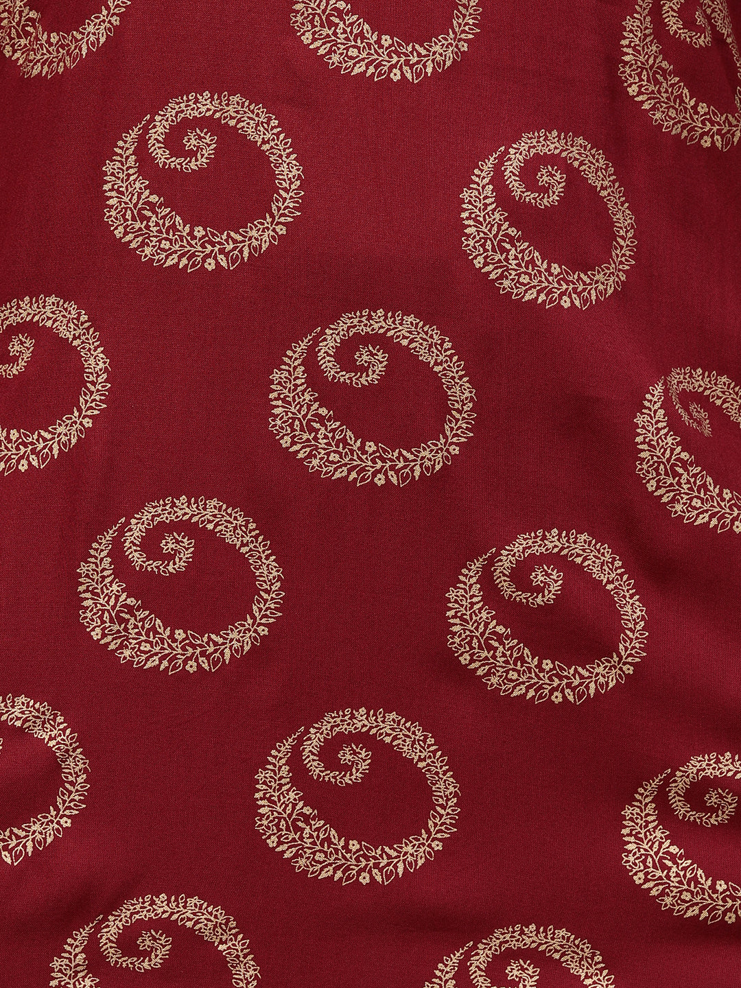 Ethnic Foil Printed Kurta with Lattice Foil Printed Pant - Maroon