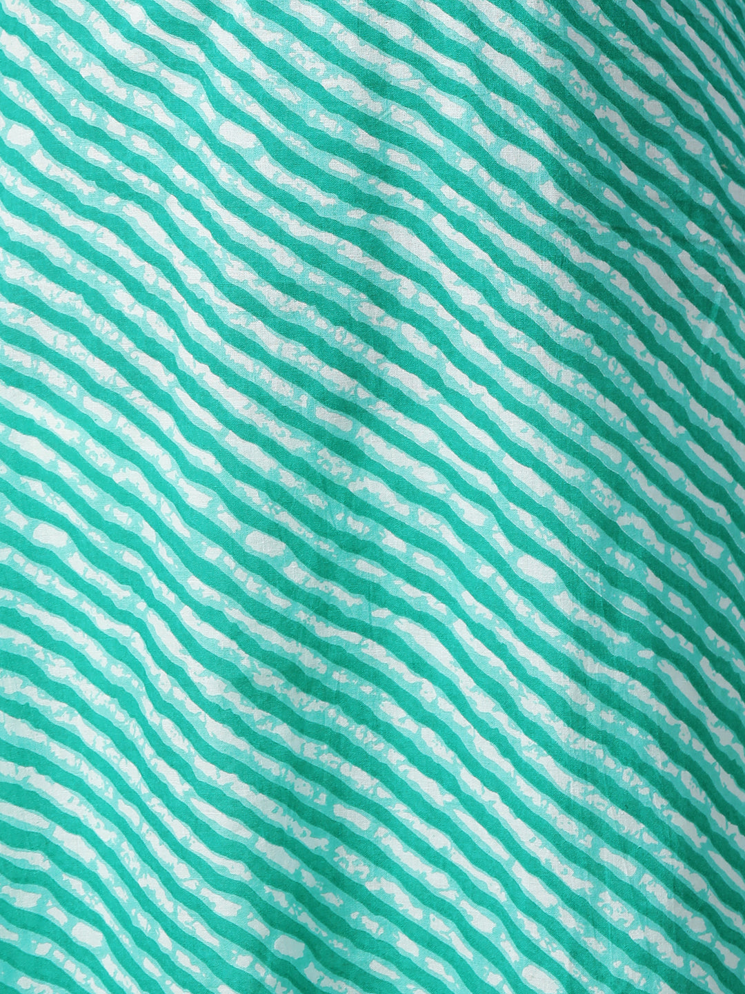 Leheriya Printed & Zari Embroidered Straight Kurta - Sea Green
