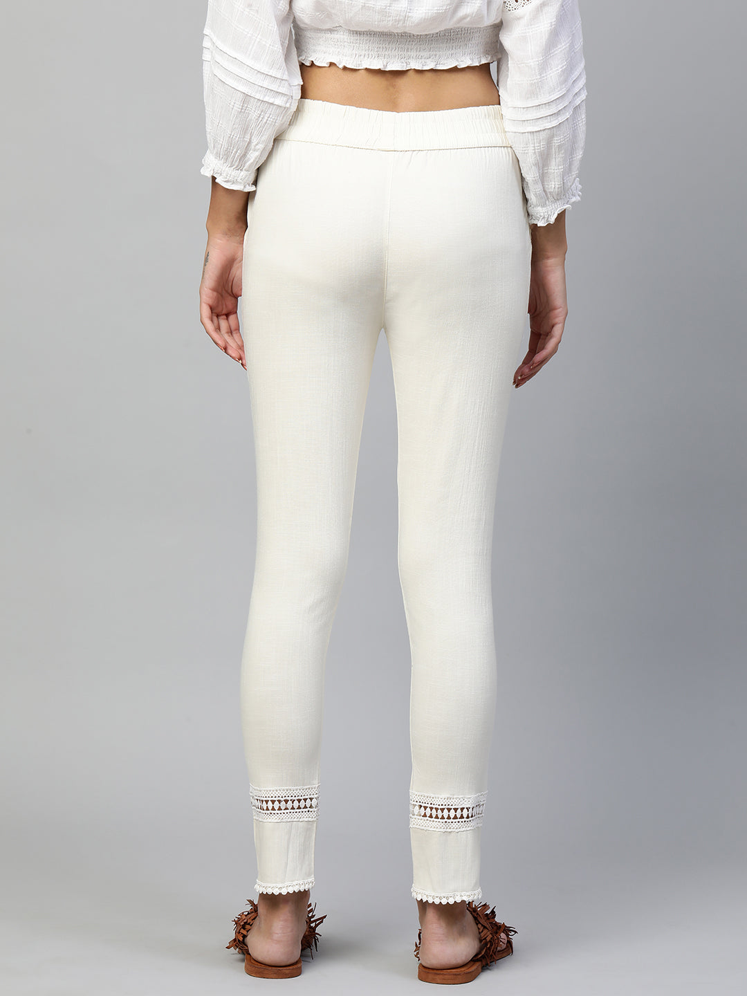 Body Fitted Lycra Ankle Leggings - Off White