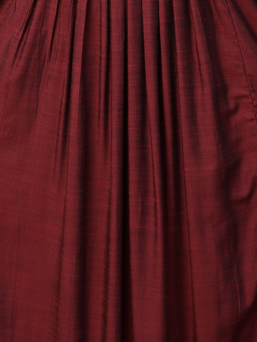 Zari Embroidered Pleated Flare Kurta & Solid Pant - Maroon