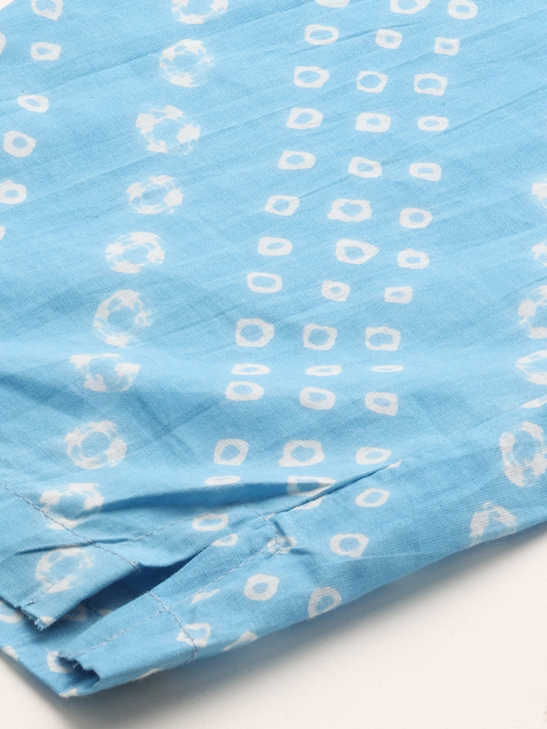 Sequin Embroidered & Bandhej Kurta & Pant - Pastel Blue