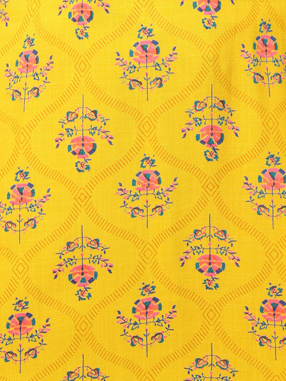 Floral Printed Straight Fit Kurta - Chrome Yellow