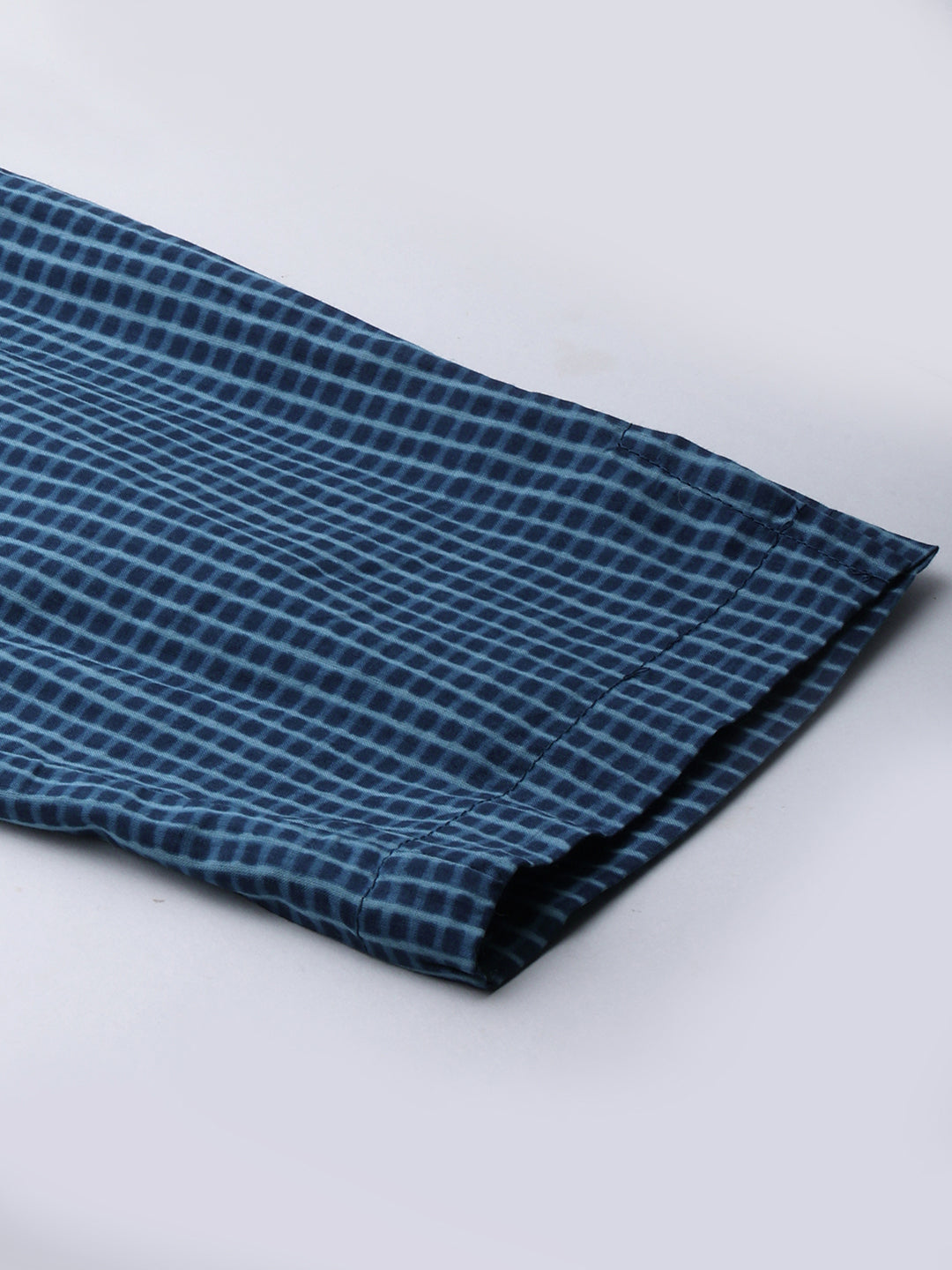Ethnic Zari Embroidered Printed Kurta with Pants - Indigo Blue