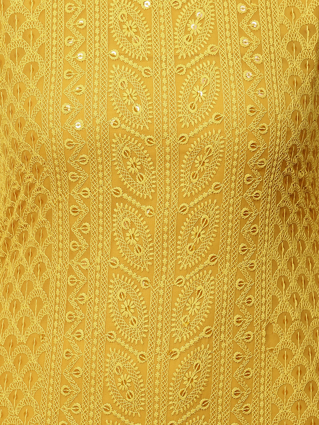 Chikankari Embroidered Straight Fit Kurta - Yellow