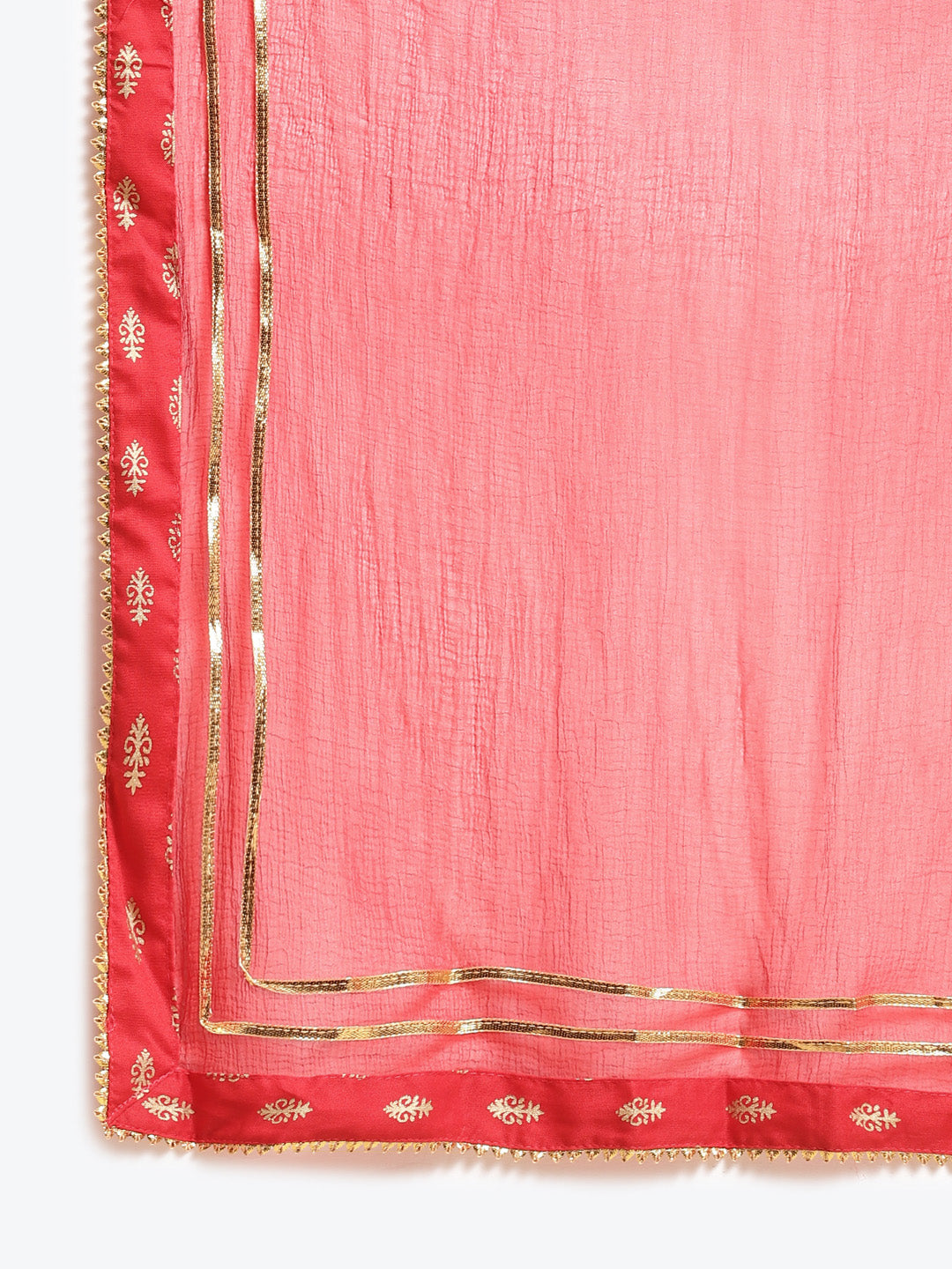 Embroidered Anarkali Kurta & Flared Palazzo with Dupatta - Red