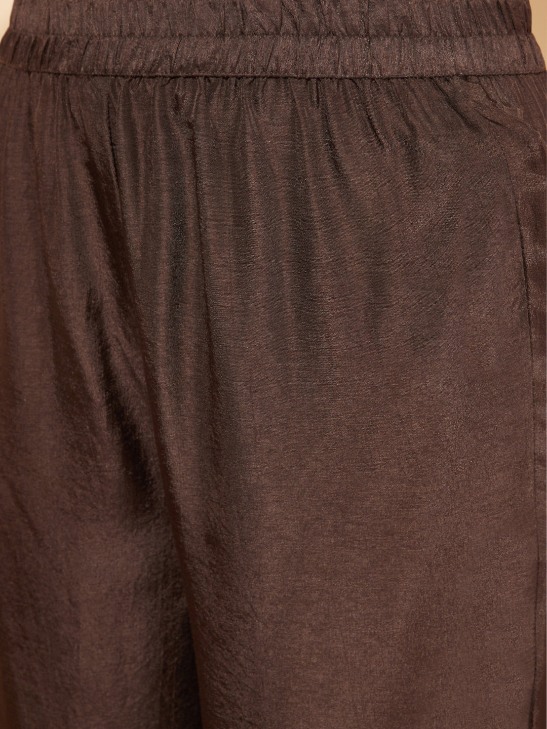 Ethnic Woven Straight Fit Kurta with Pants - Dark Brown