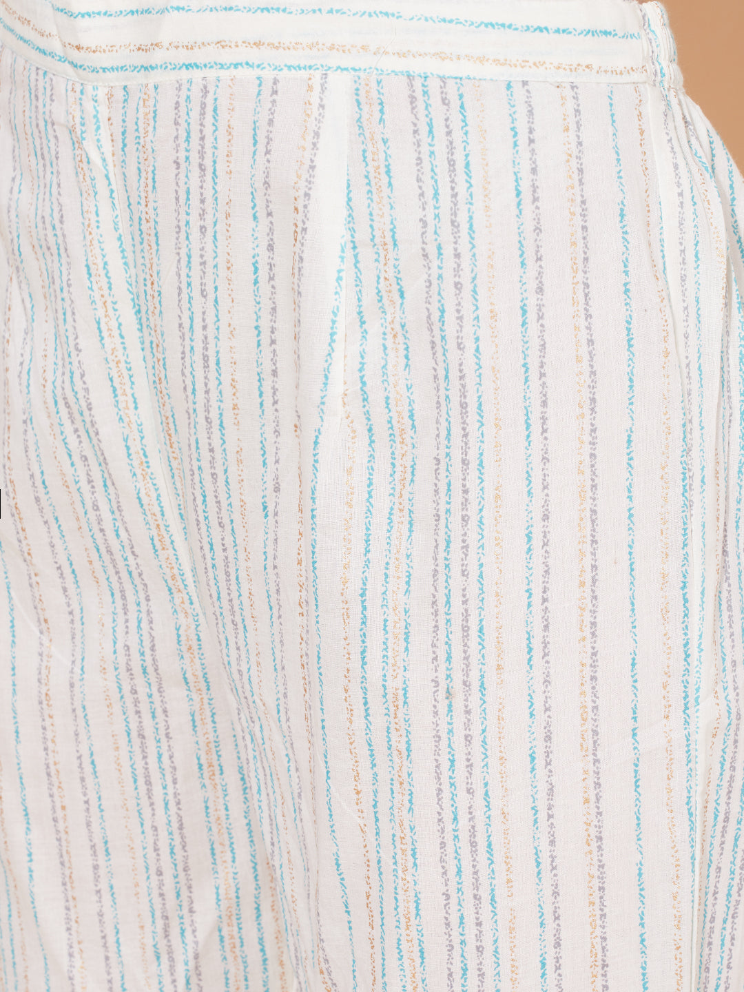 Ethnic Printed & Embroidered Kurta with Pants & Dupatta - Off White