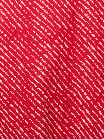 Leheriya Printed & Ethnic Embroidered Straight Fit Kurta - Red
