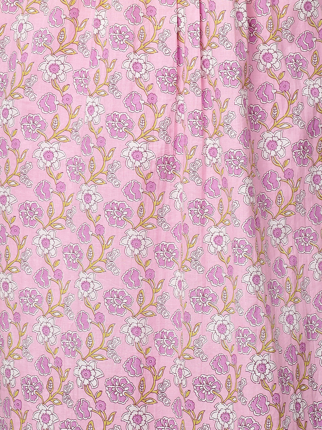 Floral Printed & Embroidered A-Line Kurta with Pants - Light Pink