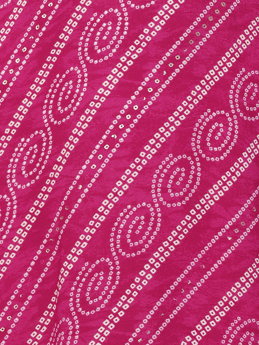 Bandhani Printed & Embroidered Straight Fit Kurta - Magenta