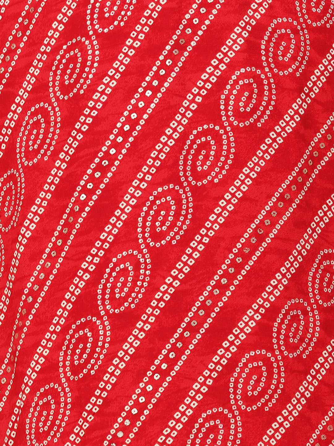 Bandhani Printed & Embroidered Straight Fit Kurta - Red