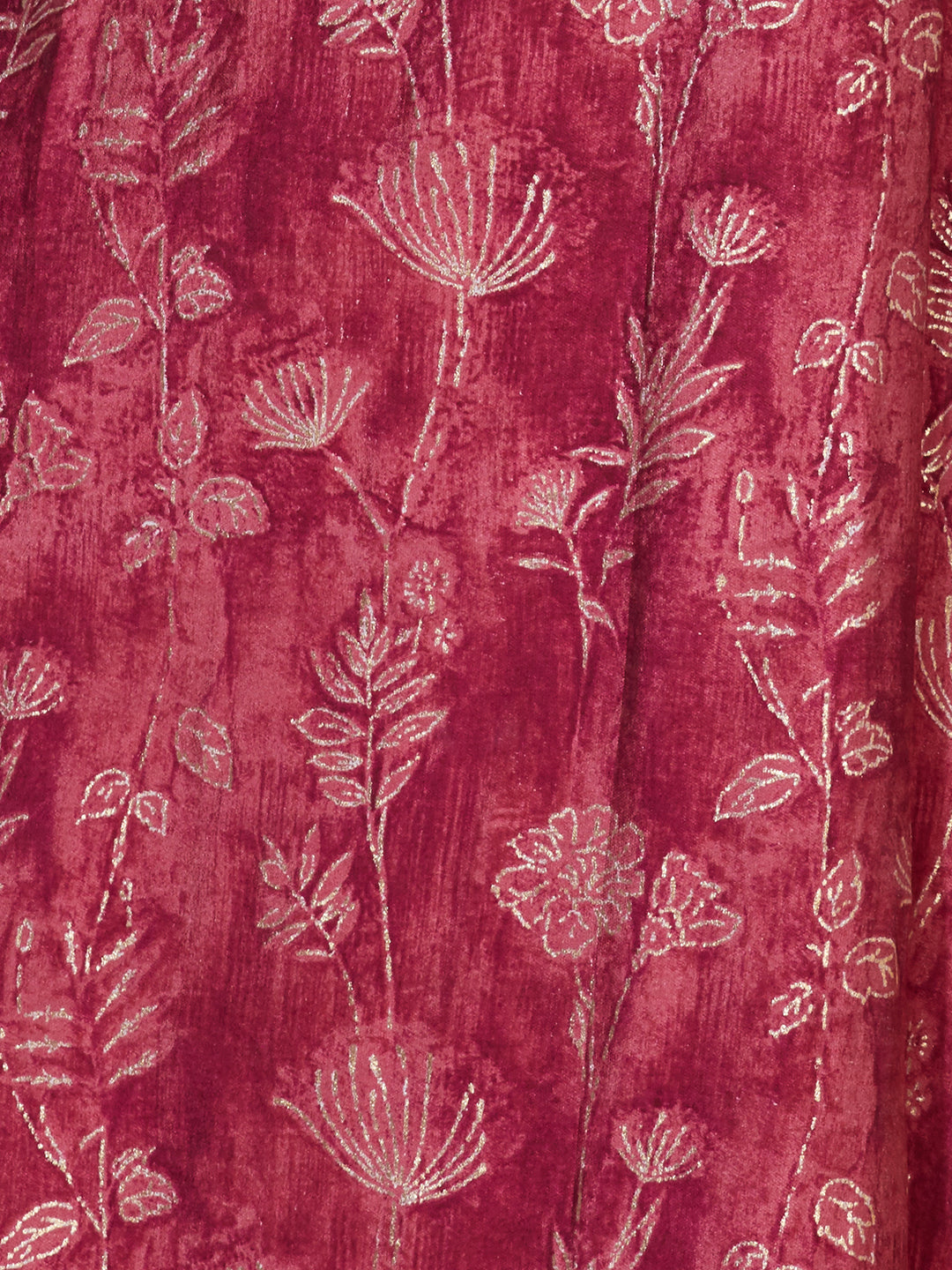 Floral Printed & Embroidered Straight Fit Kurta - Magenta