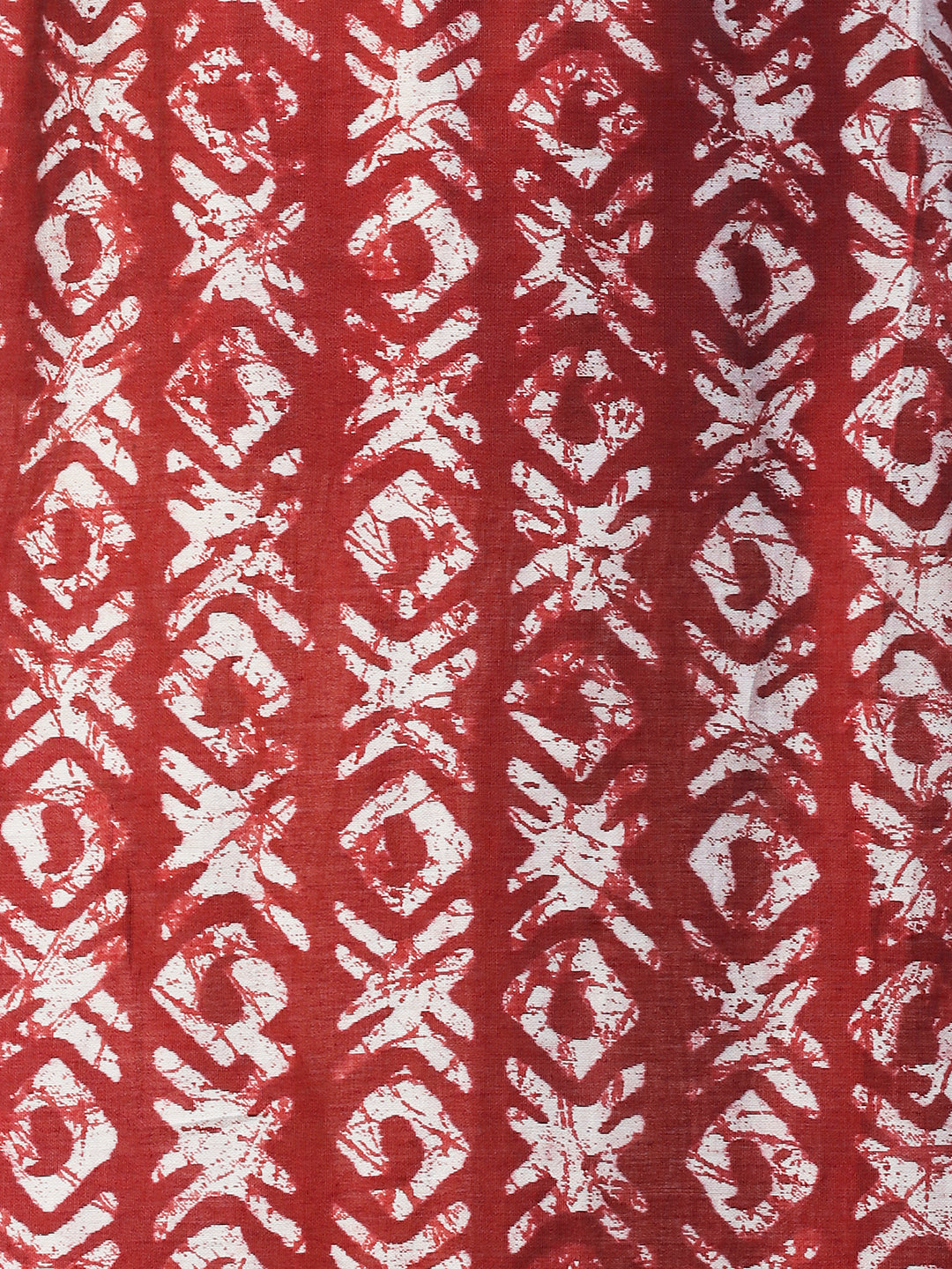 Batik Printed & Embroidered Straight Fit Kurta - Maroon