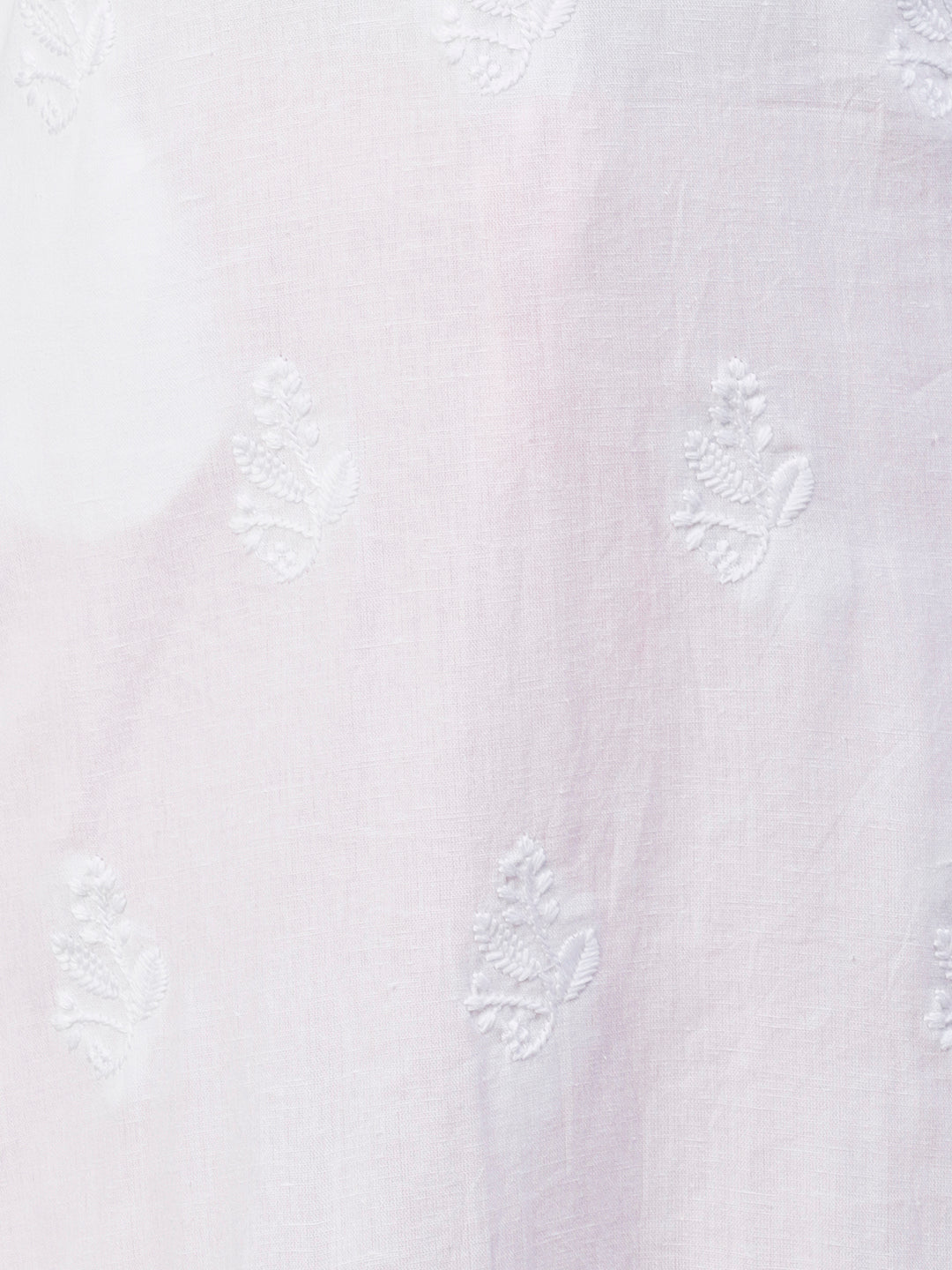 Solid Floral & Paisley Chikankari Embroidered Kurta - White