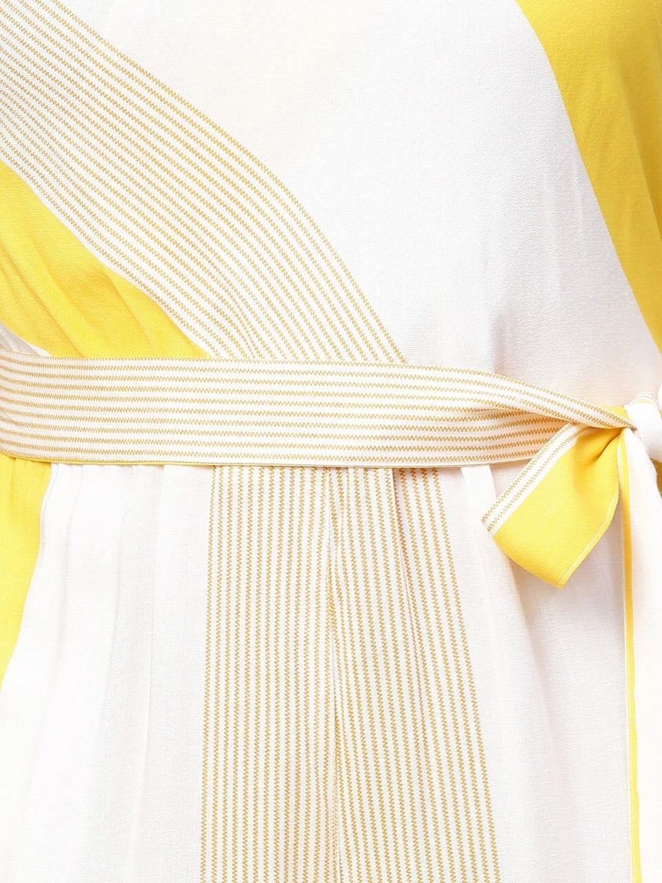 Stripes Printed Straight Fit Jumpsuit with Belt - White