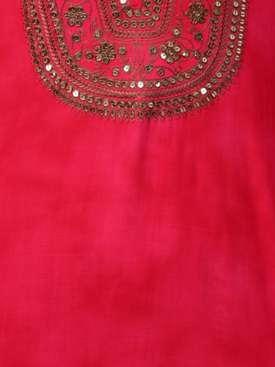 Festive Sequin Embroidered Straight Kurta - Hot Pink