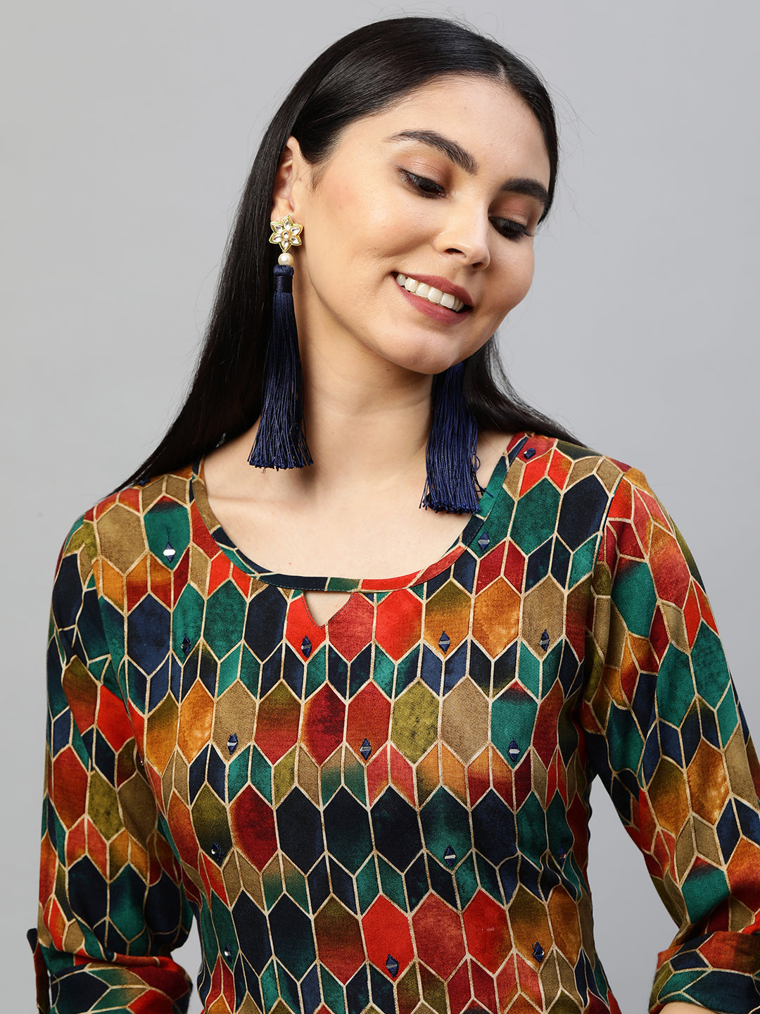 Ethnic Colorful Printed Straight Kurta - Multi