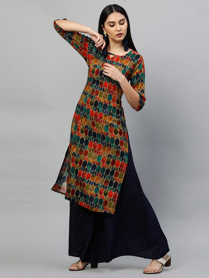 Ethnic Colorful Printed Straight Kurta - Multi