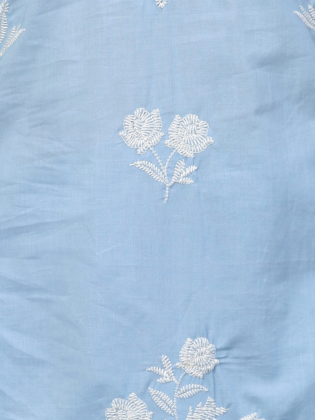 Floral Embroidered Kurta with Pant - Sky Blue