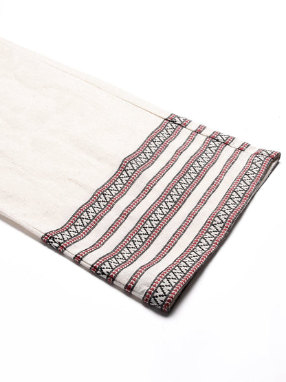 Solid Ethnic Woven Straight Fit Palazzo - Off White