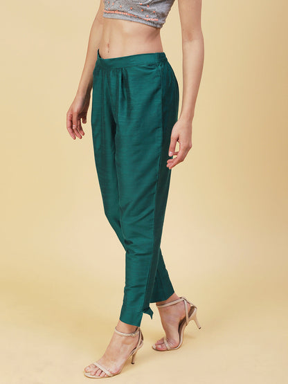 Solid Slub Pants - Green