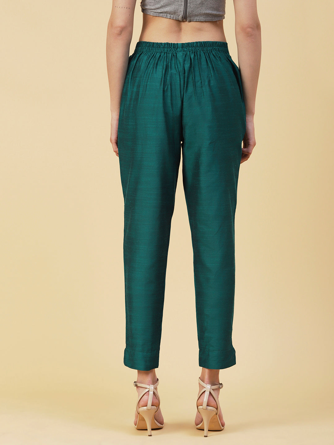 Solid Slub Pants - Green