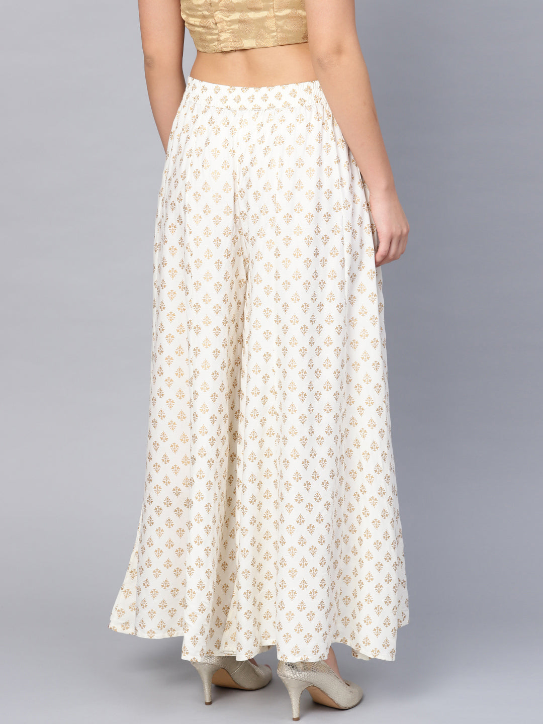 Off White Liva Printed Flared Palazzo