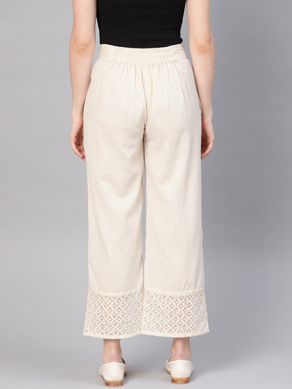 Natural Cotton Flex Embellished Hakoba Pants