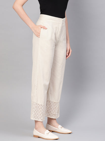 Natural Cotton Flex Embellished Hakoba Pants