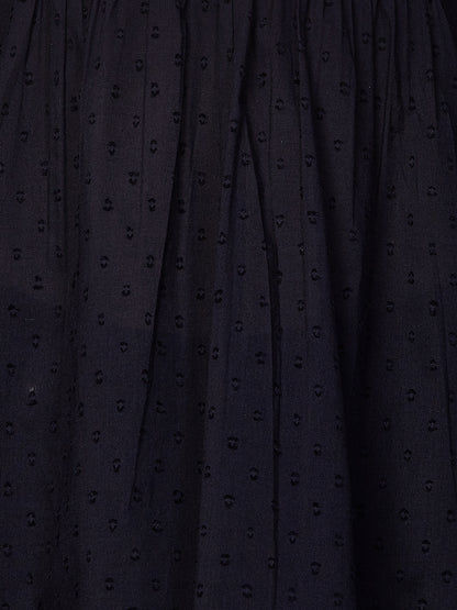 Solid Mirror & Resham Embroidered Short Kurti - Navy Blue