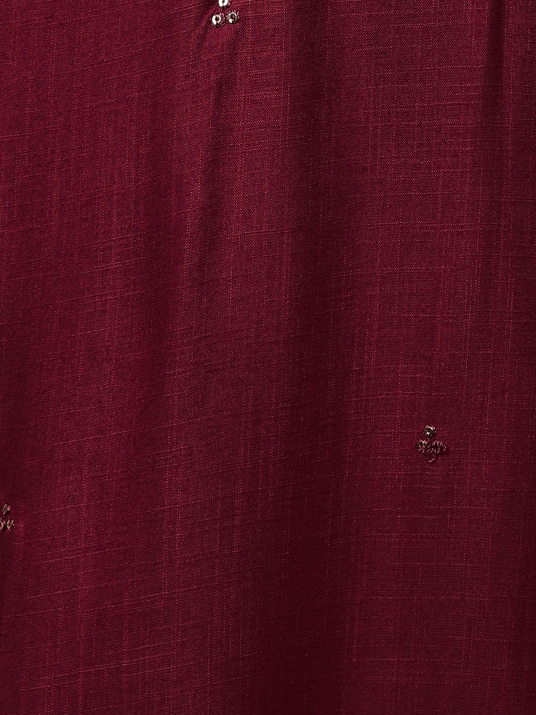 Ethnic Sequins Embroidered Straight Kurta - Burgundy