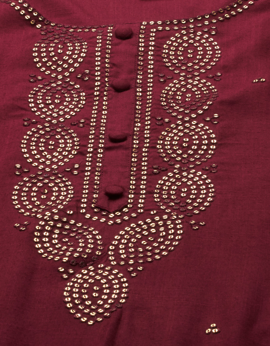 Ethnic Sequins Embroidered Straight Kurta - Burgundy