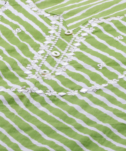 Leheriya Printed & Embroidered Straight Kurta - Green