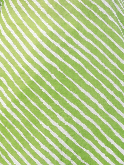 Leheriya Printed & Embroidered Straight Kurta - Green