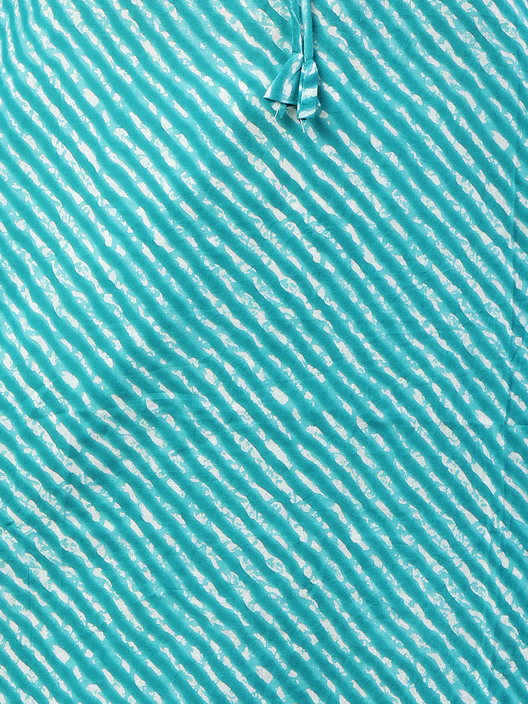 Leheriya Printed & Gota Embroidered Kurta with 2-Ply Mask - Turquoise