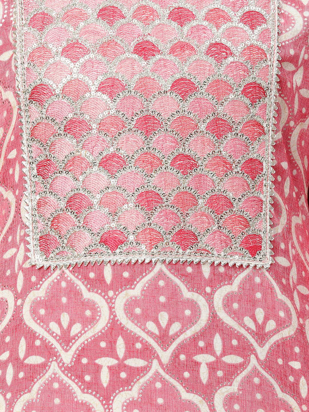 Festive Embroidered & Printed Straight Kurta - Pastel Pink