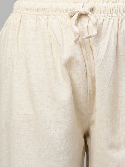 Zari & Thread Embroidered Ankle Pant - Off White