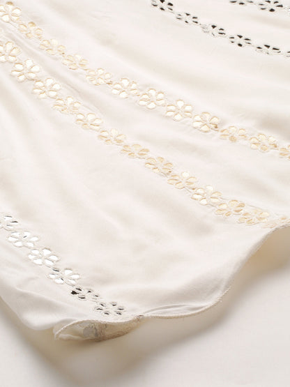 Ethnic Flared Palazzo With Gota Patti Embroidery – Ivory