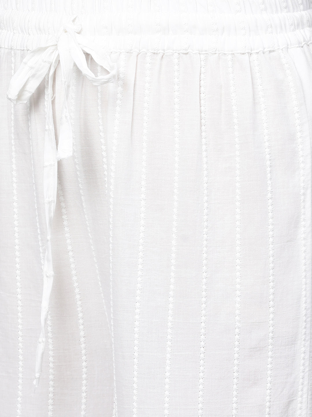 Ethnic Thread Embroidered Tiered Palazzo - White