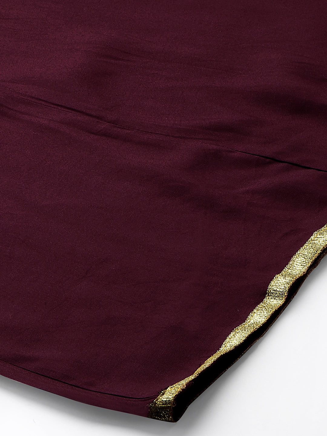 Ethnic Printed & Embroidered Kurta with Palazzo and Dupatta - Wine