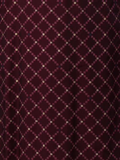 Ethnic Printed & Embroidered Kurta with Palazzo and Dupatta - Wine