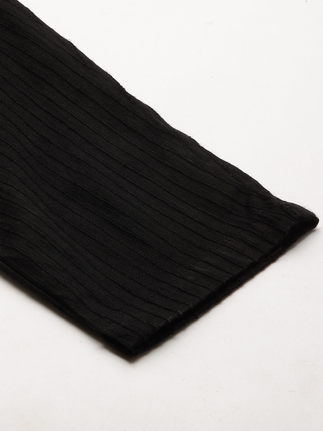 Woven Striped Stretchable Jegging Pant - Black