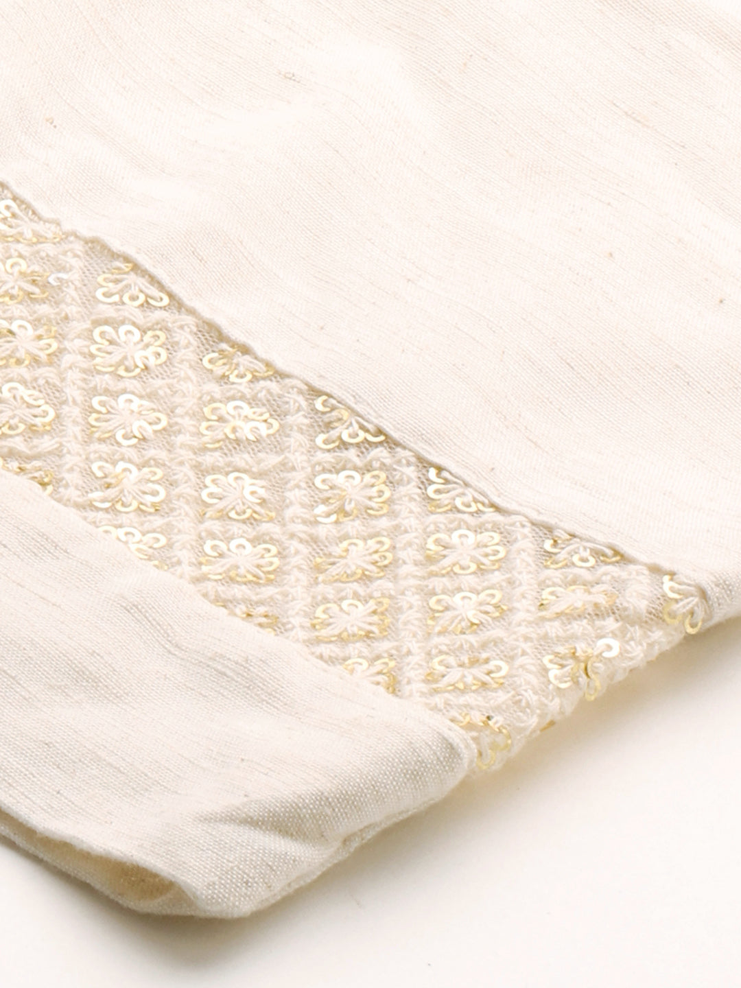 Sequin Embroidered Textured Ankle Pant - Off White