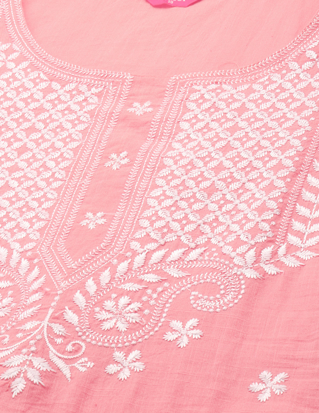 Floral Embroidered Straight Kurta - Peach