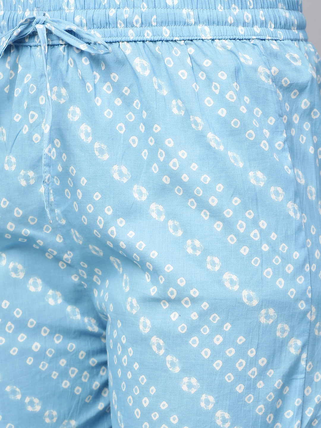 Sequin Embroidered & Bandhej Kurta & Pant - Pastel Blue