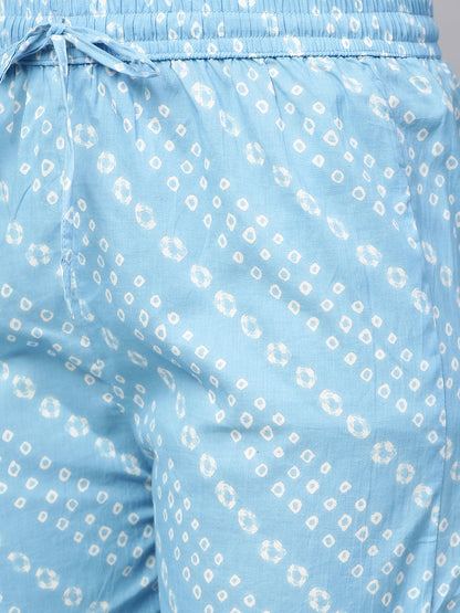 Sequin Embroidered & Bandhej Kurta & Pant - Pastel Blue